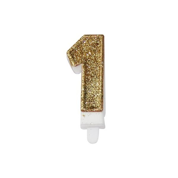 Sparkling gold candle 5.5 cm Sparkling gold candle 5.5 cm, number 1