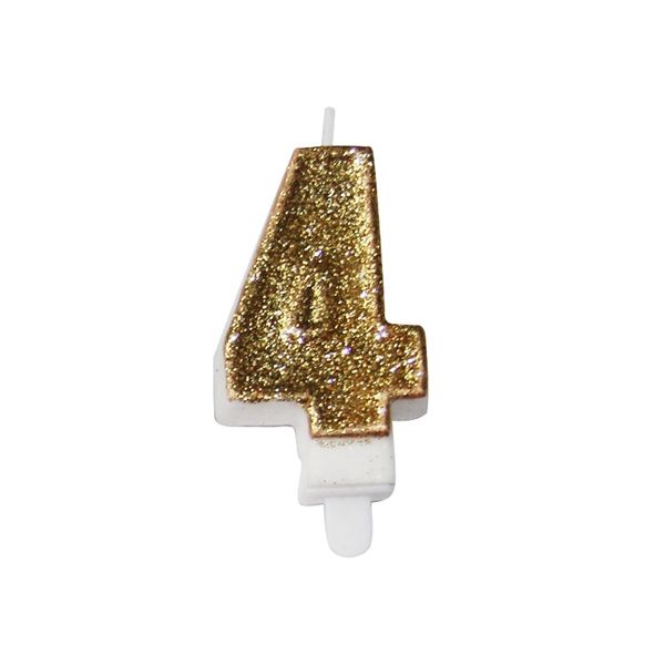 Sparkling gold candle 5.5 cm Sparkling gold candle 5.5 cm, number 4