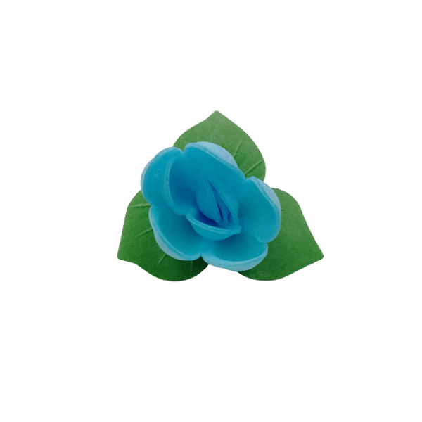 The bud on the leaf is blue