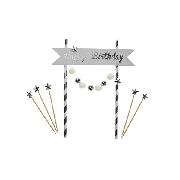 Zápich - girlanda Happy Birthday sivá Zápich - girlanda Happy Birthday sivá