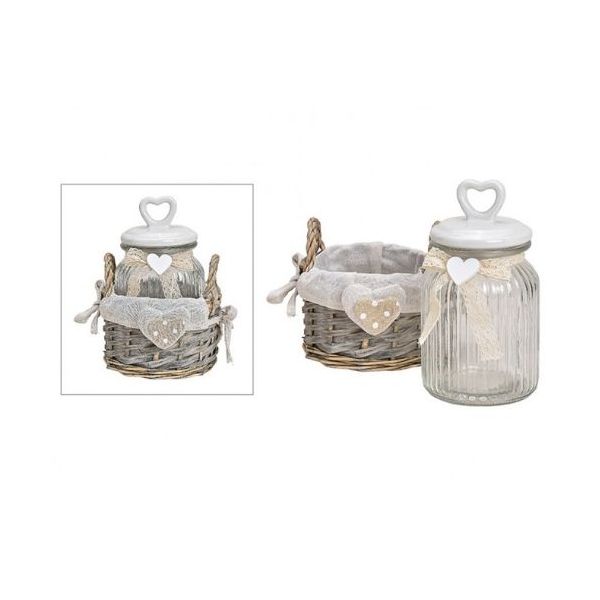 Basket set + glass jar 1 pc