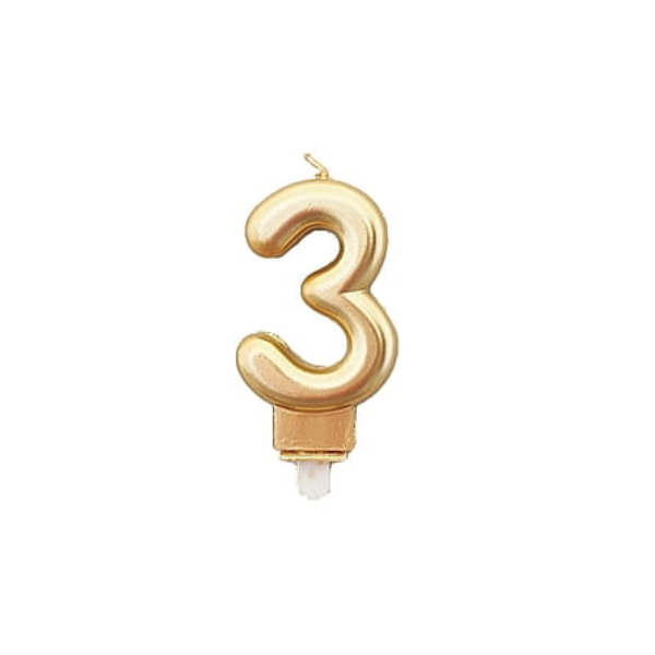 Gold candle 7.5 cm Gold candle 7.5 cm, number 3