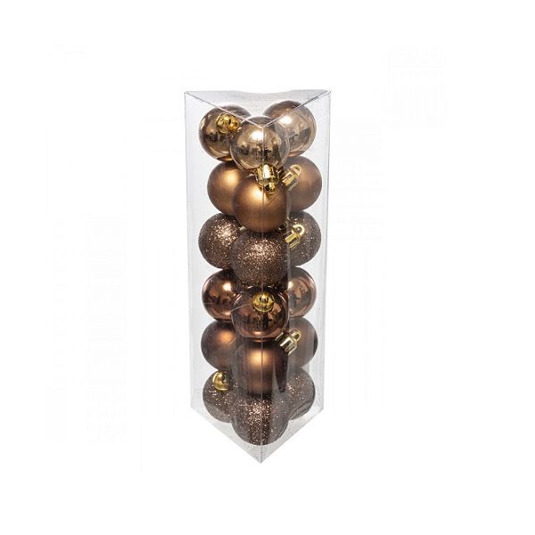 Christmas balls brown pr. 3 cm, 18 pcs