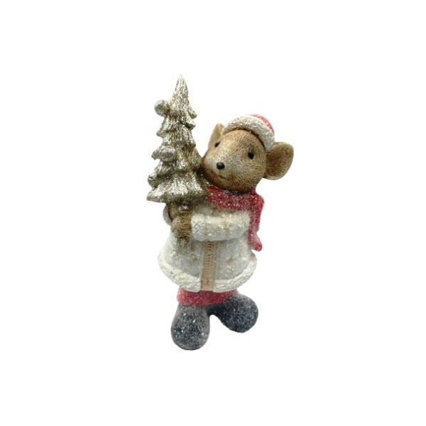Mouse figurine with a tree, red