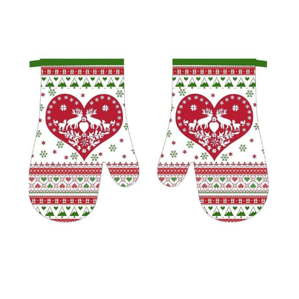 Kitchen gloves Christmas heart 2 pcs