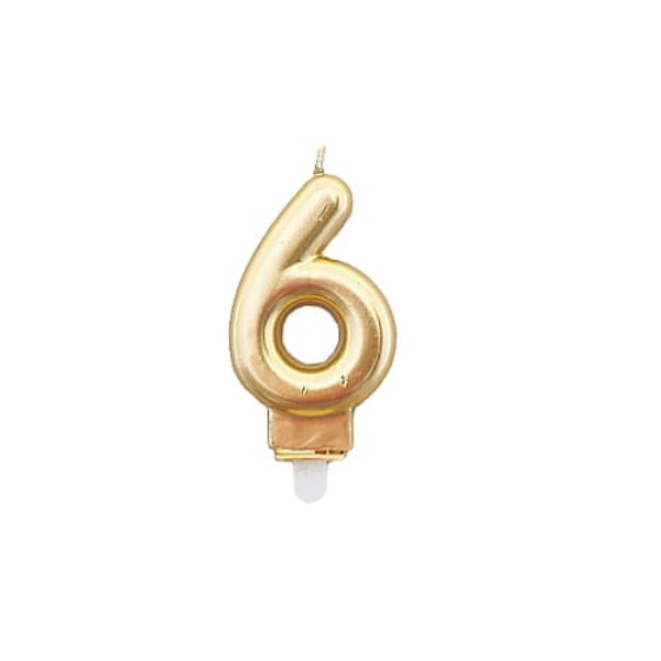Gold candle 7.5 cm Gold candle 7.5 cm, number 6