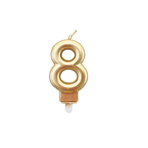 Svíčka zlatá 7,5 cm Svíčka zlatá 7,5 cm, číslo 8