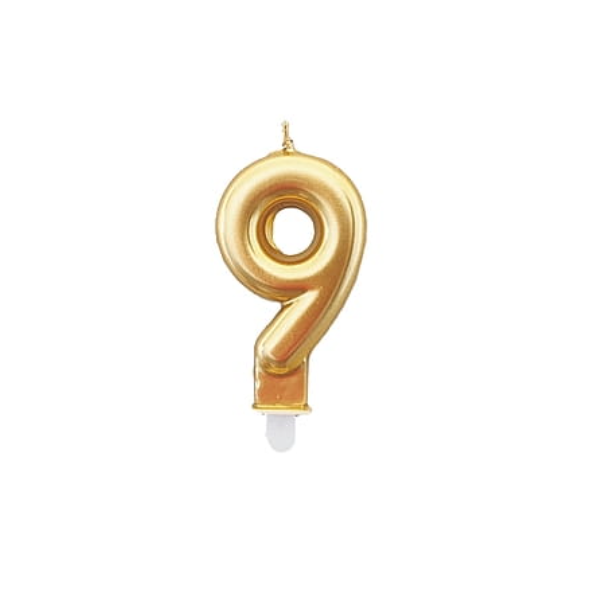 Gold candle 7.5 cm Gold candle 7.5 cm, number 9