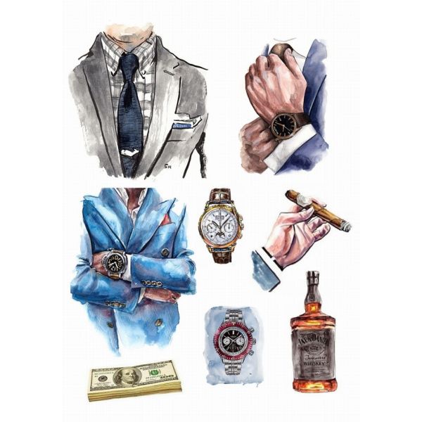 Waffel - Herr, Anzug, Uhr und Zigarre A4