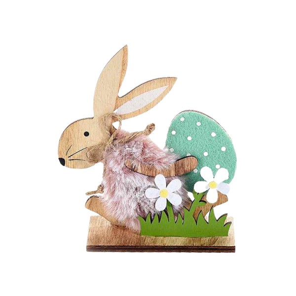 Veľkonočný zajac s vajíčkom a kvetmi zelený