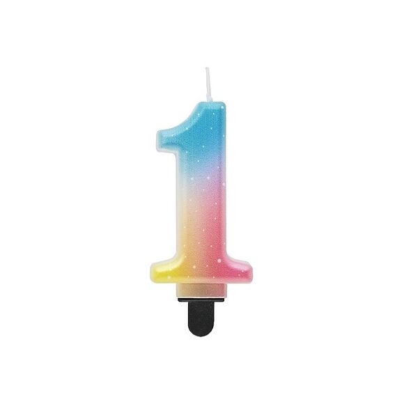 Rainbow pastel candle Rainbow pastel candle, number 1