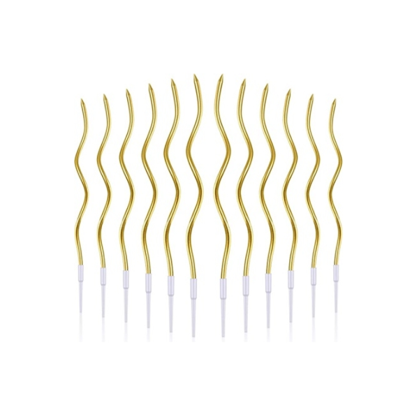 Golden wavy candle 6 pcs
