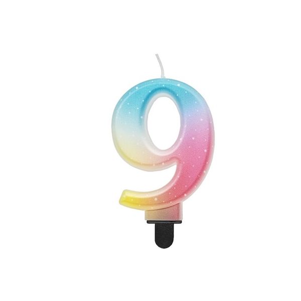 Rainbow pastel candle Rainbow pastel candle, number 9