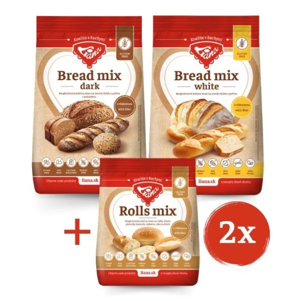 Akciový balíček Bread mix White+Dark+2xRolls