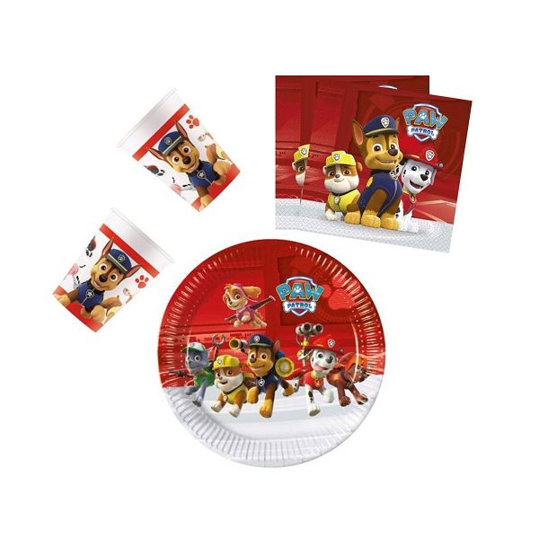 Party set - Paw Patrol red and white 36 pcs