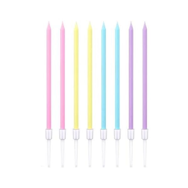 Birthday candles colored pastel 14.5 cm 16 pcs