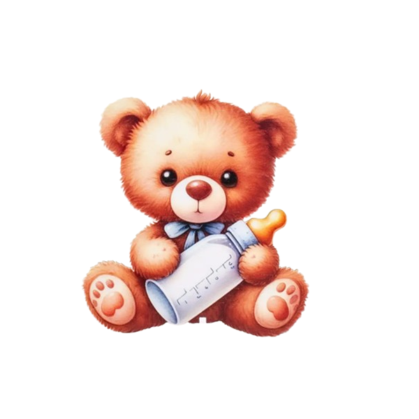 Prägung – blauer Teddybär mit Flasche