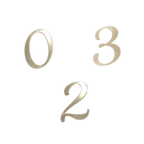Engraving - mirror gold number 0-9