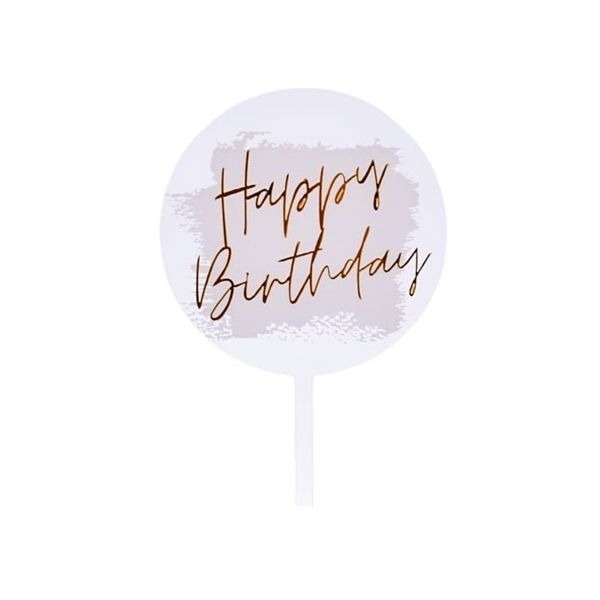 Zápich - Happy Birthday priehľadný so zlatým nápisom Zápich - Happy Birthday priehľadný so zlatým nápisom
