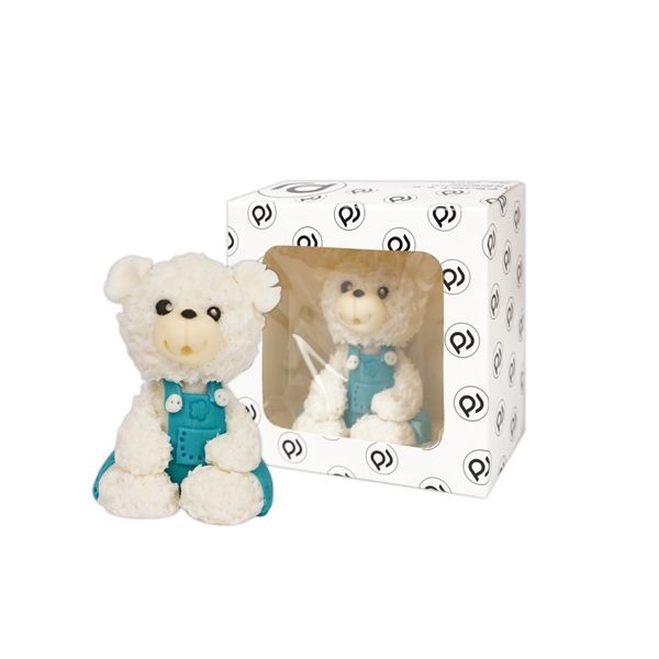 Weißer Teddybär mit blauer Hose