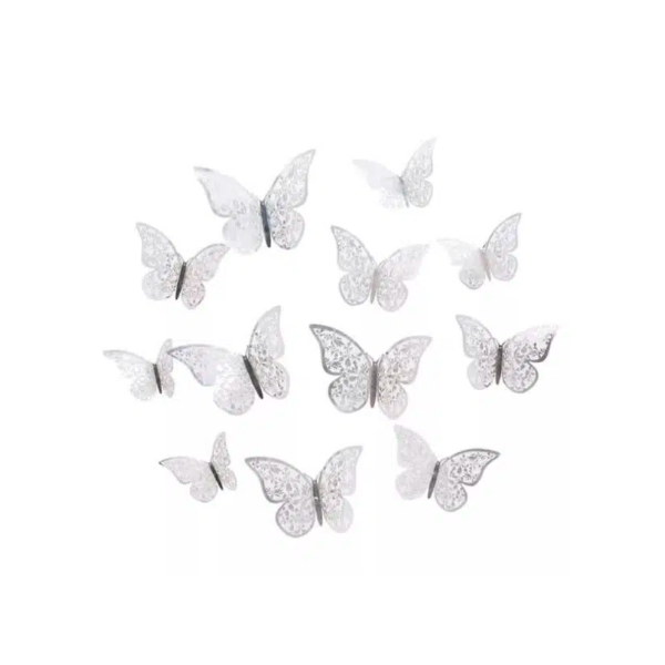 Embossed butterflies silver paper 12 pcs Embossed butterflies silver paper 12 pcs