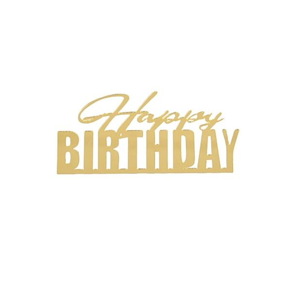 Embossment - Happy Birthday on the side of the golden cake