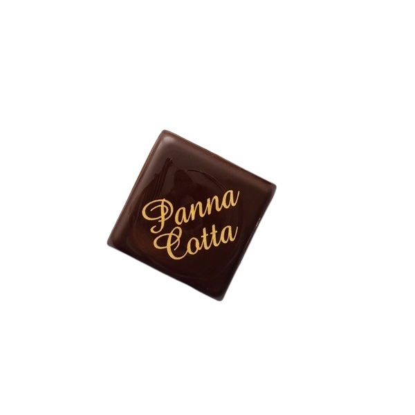 Dekorace Panna Cotta tmavá čokoláda kostka 1 ks Dekorace Panna Cotta tmavá čokoláda kostka 1 ks
