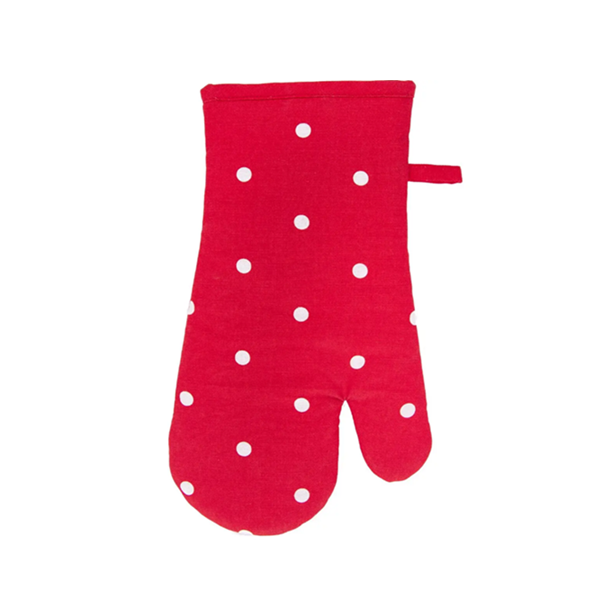 Küchenhandschuh rot mit weißen Punkten