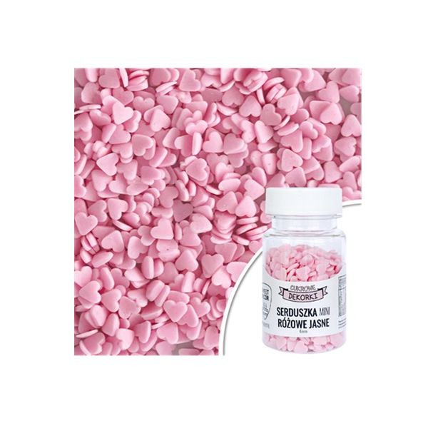 Posypać różowymi serduszkami 6 mm 30 g