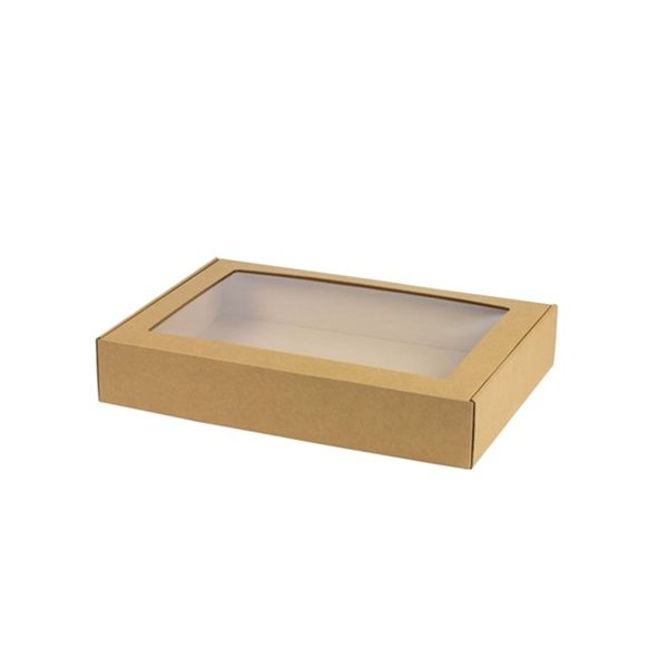 Desszertes doboz ablakos L barna 26x19x5 cm