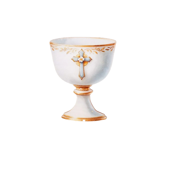 Inlay chalice with blue cross, wood