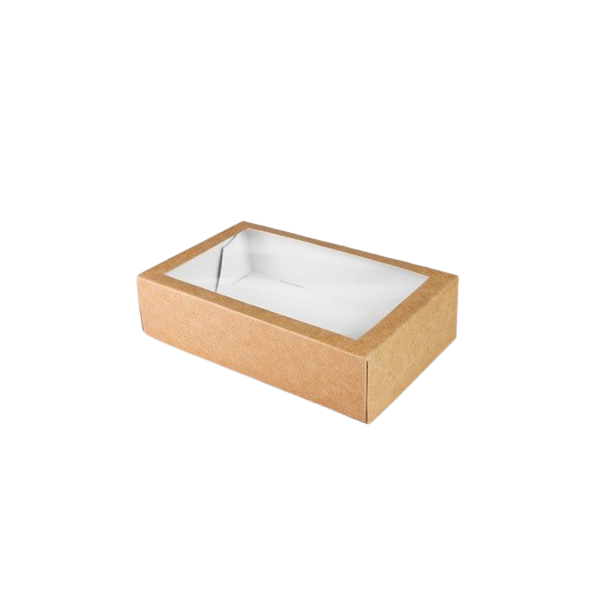 Pudełko deserowe z okienkiem M brązowe 19x13x5 cm
