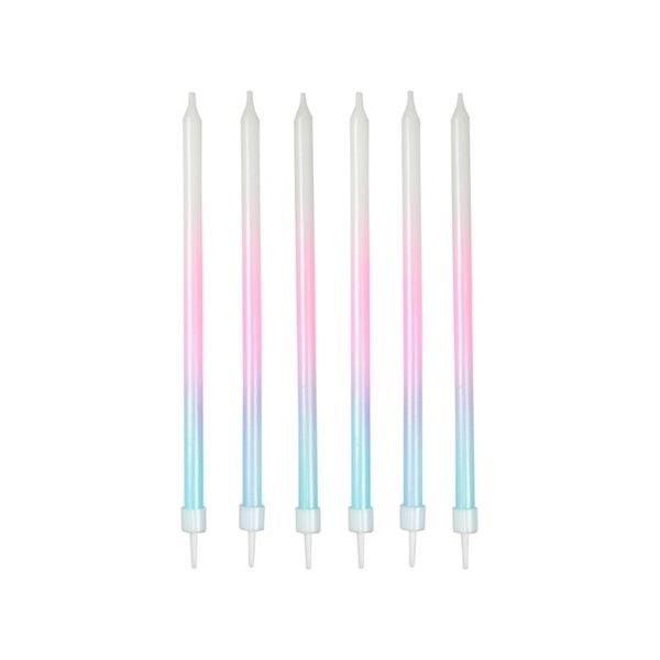 Geburtstagskerzen weiß-rosa-blau 12 cm 6 Stk Geburtstagskerzen weiß-rosa-blau 12 cm 6 Stk