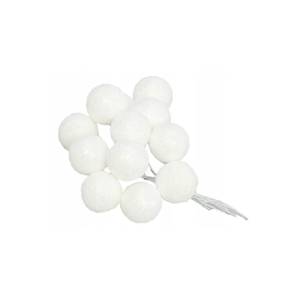 Csillámos gyöngyök fehér 2,5 cm 12 db Csillámos gyöngyök fehér 2,5 cm 12 db