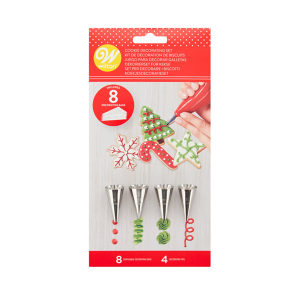 Set mit 4 Tüllen + 8 Spritzbeuteln