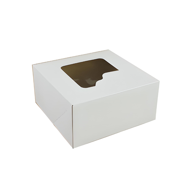 White cake box with window 18 x 18 x 9 cm