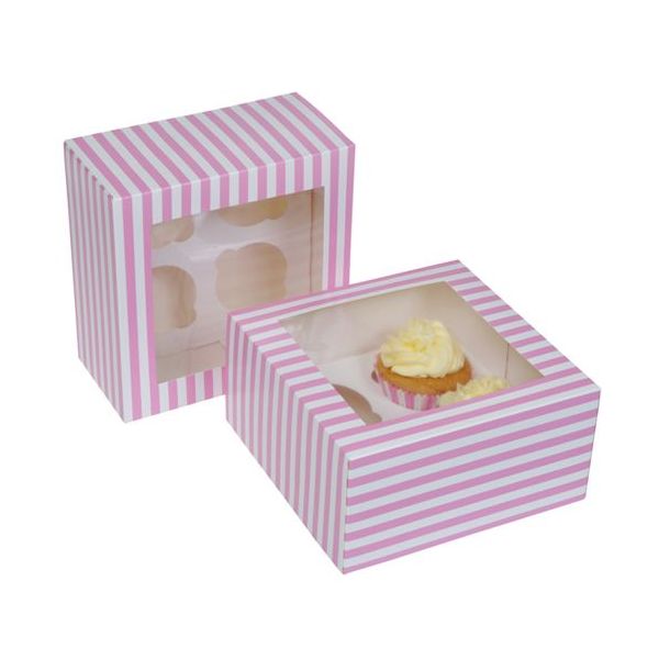 Krabička na 4 muffiny bielo - ružová 2ks