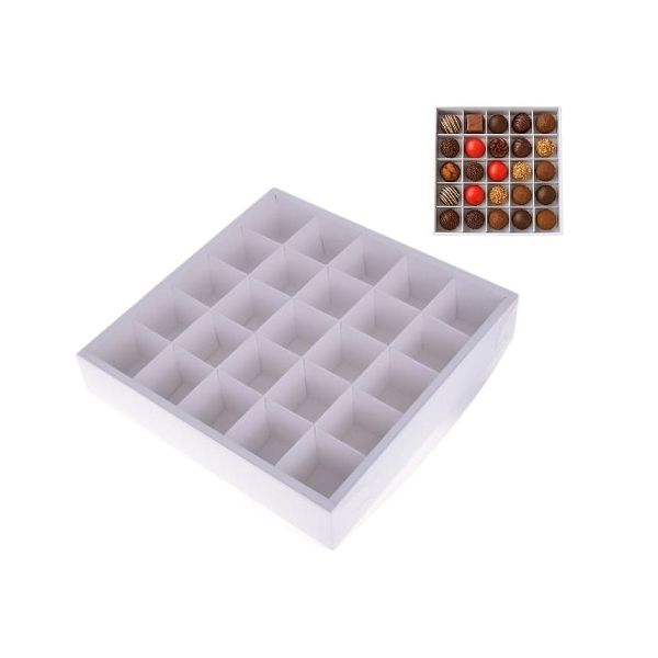 Krabička na 25 muffinů/ pralinek bílá