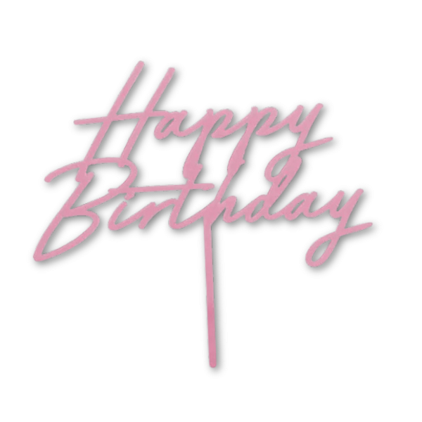 Zápich Happy Birthday ružový akryl