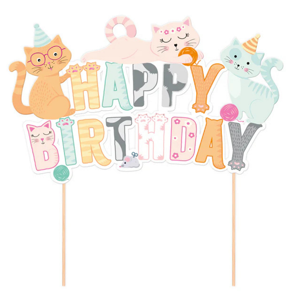 Zápich Happy Birthday s mačkami