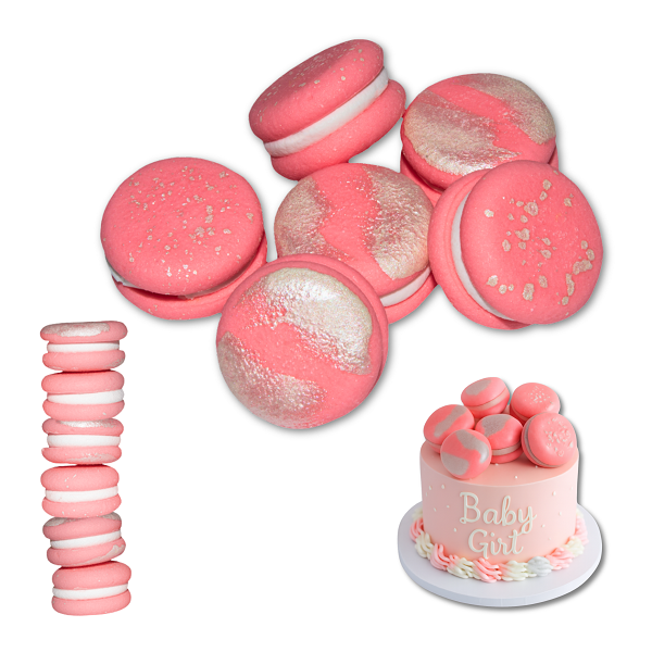 Rózsaszín cukor macaronok 6 db