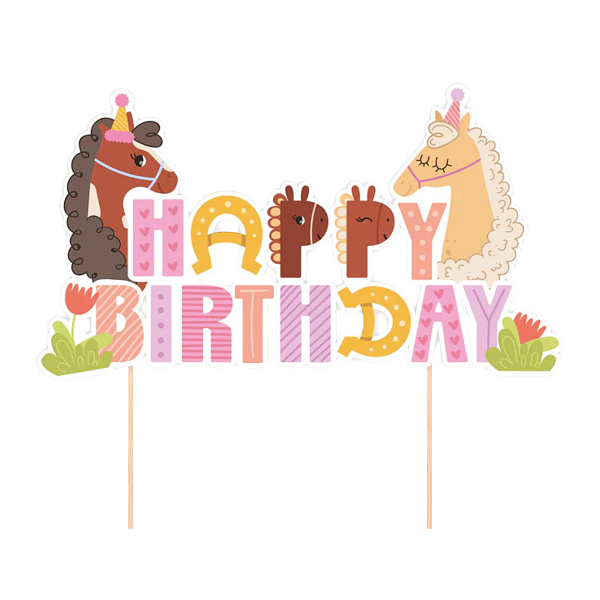 Zápich Happy Birthday s koníkmi