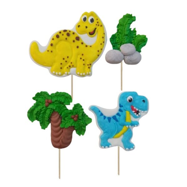 Zápich Dinosaur žltý a modrý cukrový