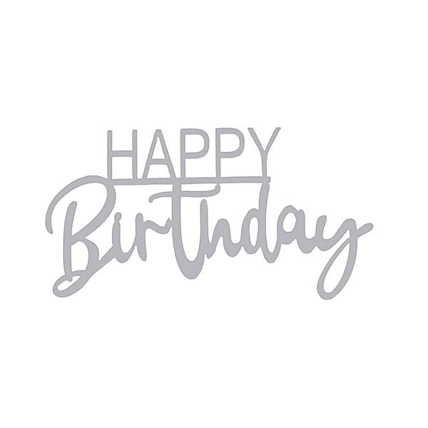 Happy Birthday silver acrylic sign 4x9 cm