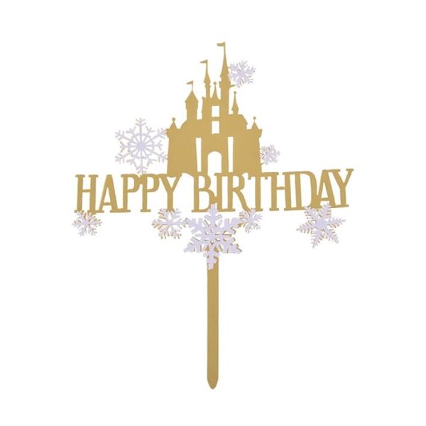 Happy Birthday engraving with lock and snowflakes