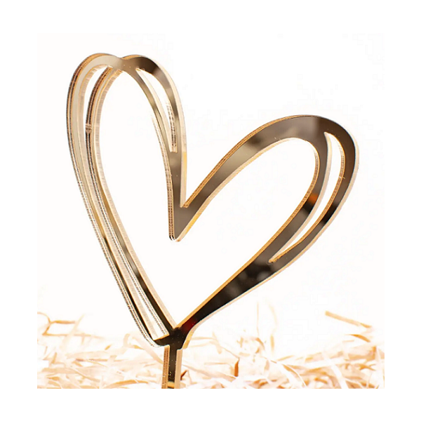 Embossed heart double golden acrylic