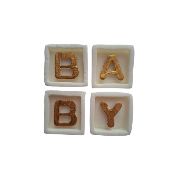 Nápis BABY v kostkách bílo-zlatý