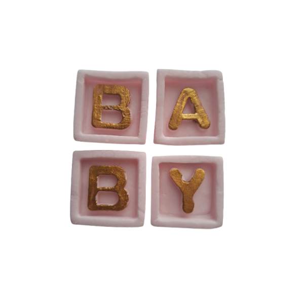 Nápis BABY v kostkách bílo-zlatý