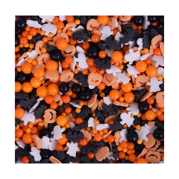 Posyp Halloween mix čieno-oranžovo-biely 50g