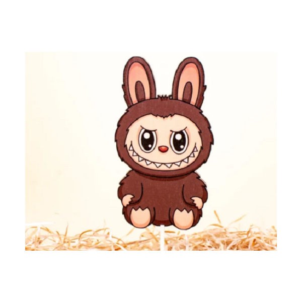 Labubu Zapfenverbindung braunes Holz